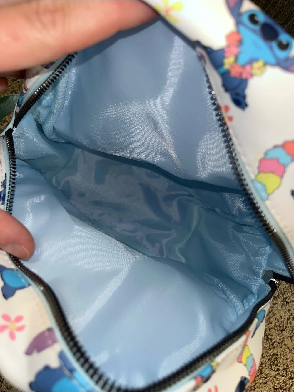 Disney Blue Stitch Print Mini Backpack with Mint Accents